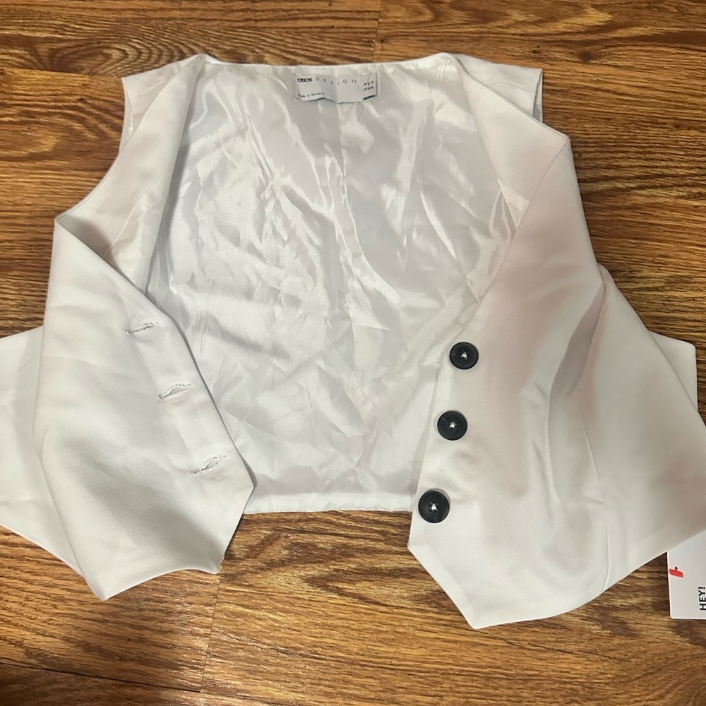 🆕 ASOS DESIGN Cropped Button Down Vest Size 12 - Picture 10 of 12